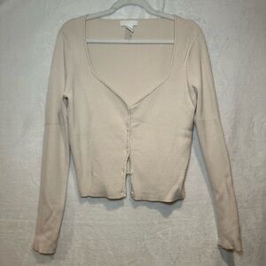 H&M Beige Ribbed Knit Sweater